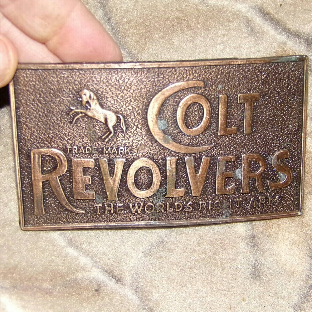 Vintage Colt revolver firearms belt buckle